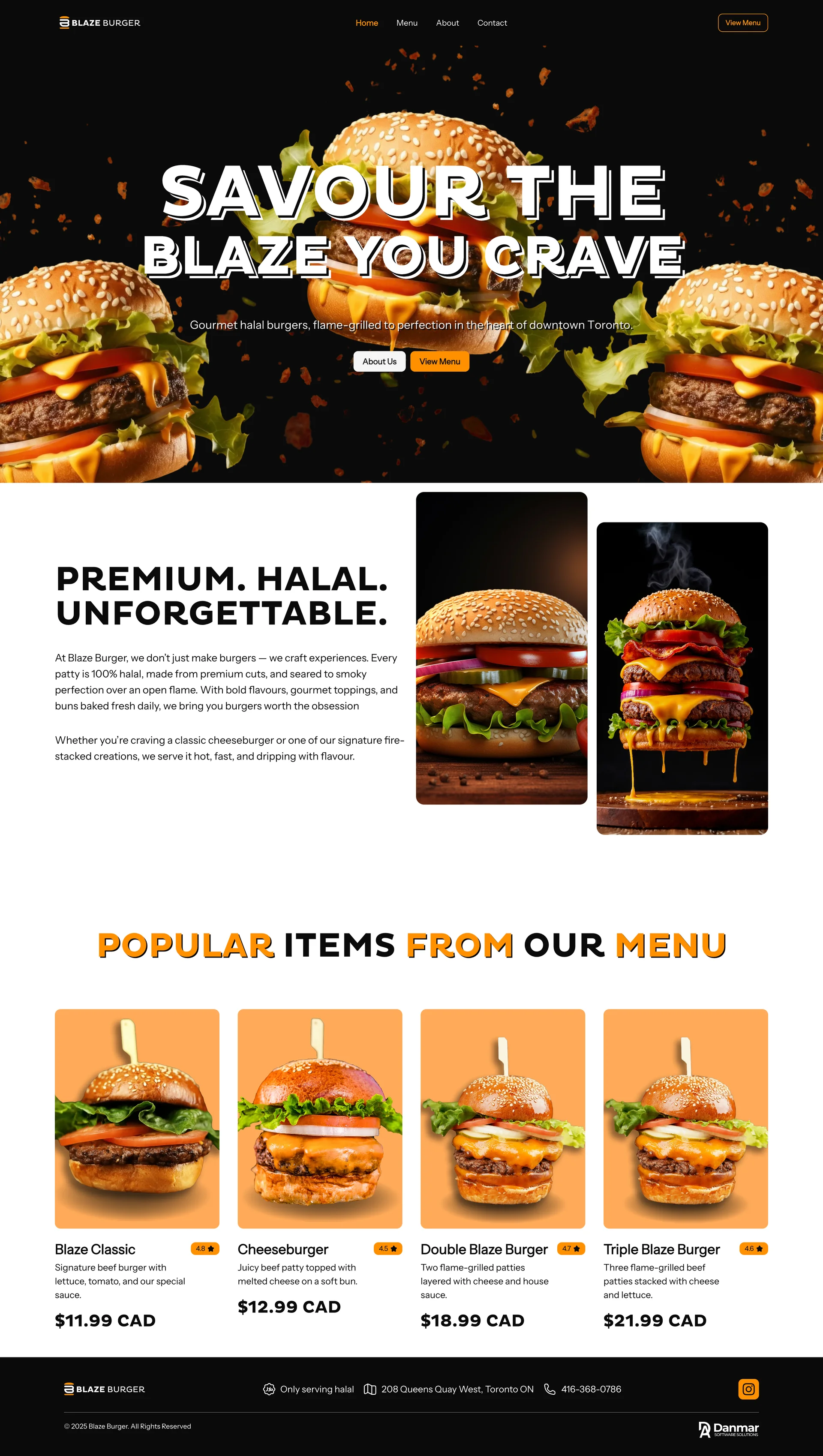 Blaze Burger - Restaurant Website